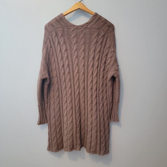Free People Easy Cable Knit Brown Oversized Sweater Size S - Picture 4 of 7